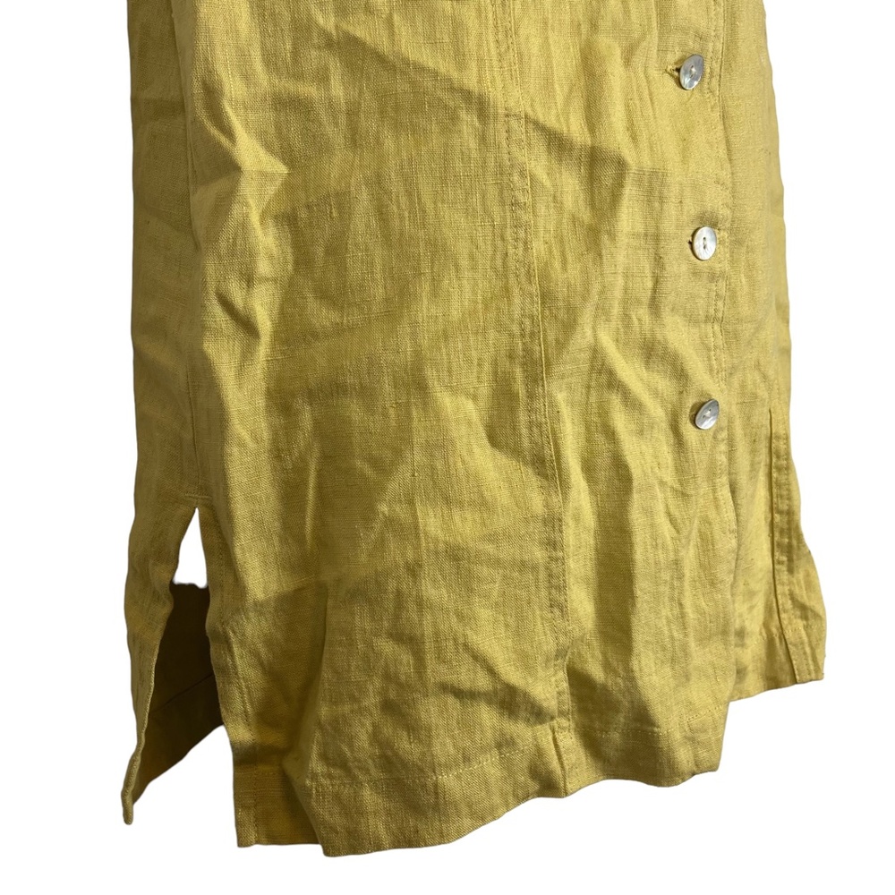 CHICO'S DESIGN Yellow Pale 100% Linen Sleeveless Button Down Casual Top Shirt  1 - Picture 12 of 16